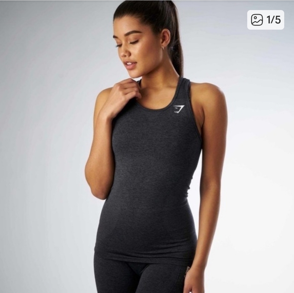 Gymshark Vital Seamless Black Marl Athletic Tank Size Small